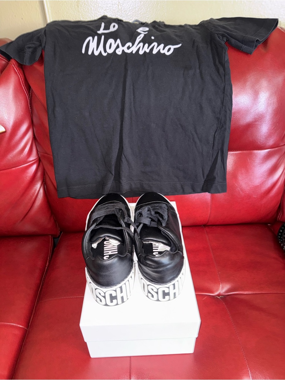 Love Moschino Black & White Logo Low-Top Sneakers